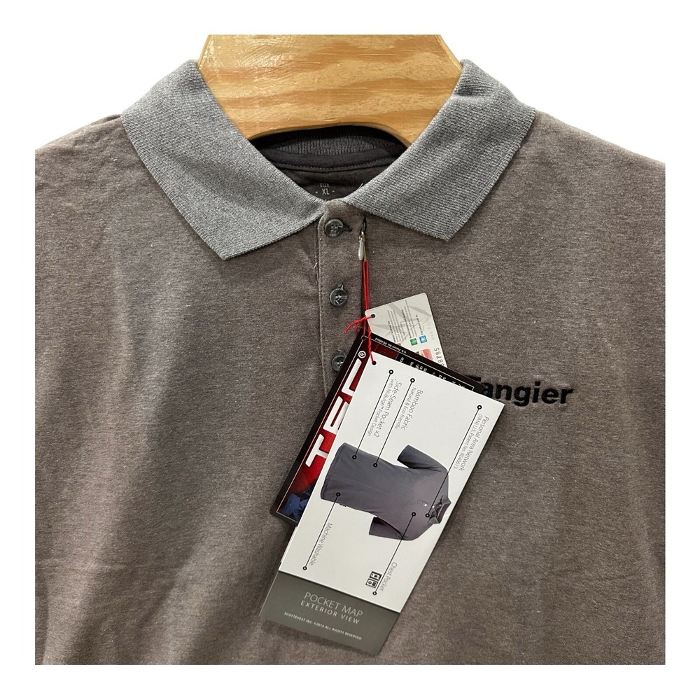 SCOTTEVEST Gray TEC Performance S/S Bamboo Stretch Polo Shirt  XL NWT‎ Logos*
